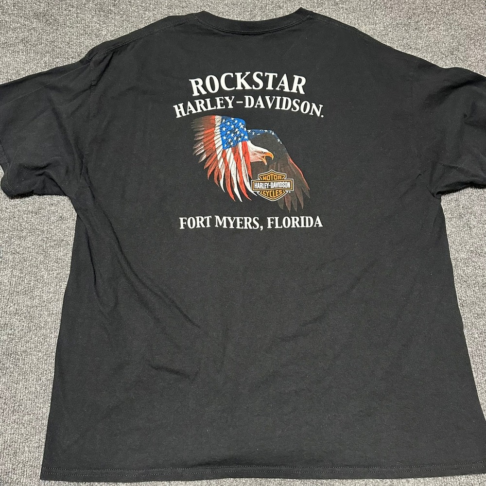 Harley-Davidson Rockstar Fort Myers Eagle Graphic Pocket T-Shirt Black 2XL